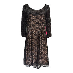 Betsey Johnson Womens Dress Size 6 Black‎ Lace Sequins Illusion Whimsigoth New